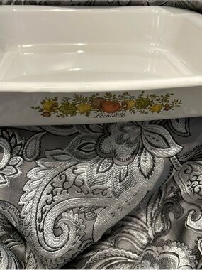 Corningware L'Echalote Ceramic Baking Dish with vegetable Motif - White
